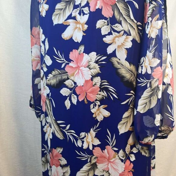 Lulus  Navy Floral Split Sleeve Dress Sz Small Wedding Vacation Celebration - Picture 8 of 12